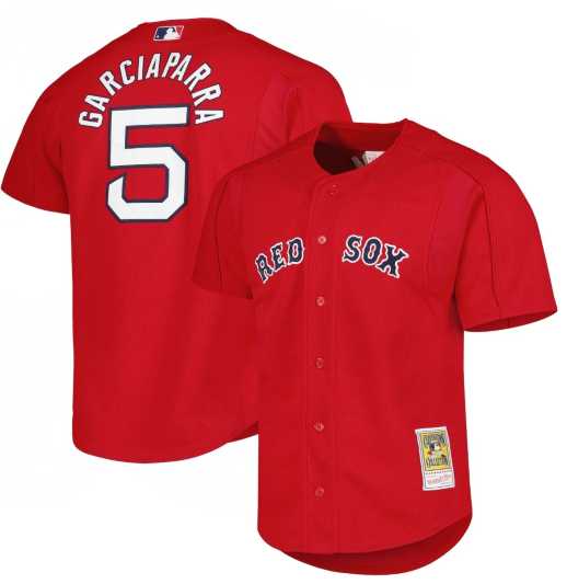 Men%27s Boston Red Sox #5 Nomar Garciaparra Red Cooperstown Collection Authentic Mitchell & Ness Jersey Dzhi